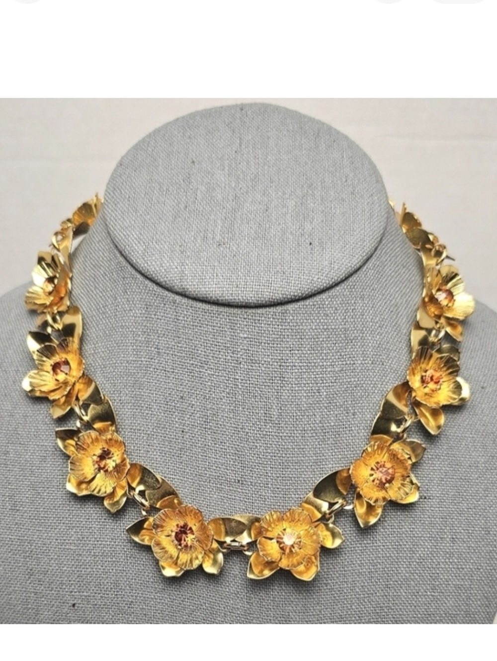 [J. CREW] Oversized Gold Flower Collar Statement Necklace